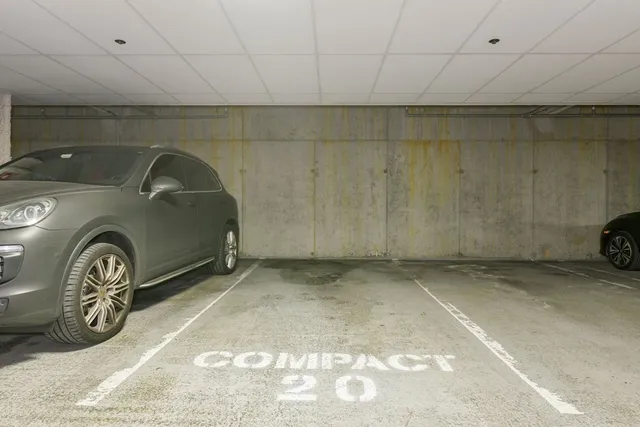 a front view of a multi story building