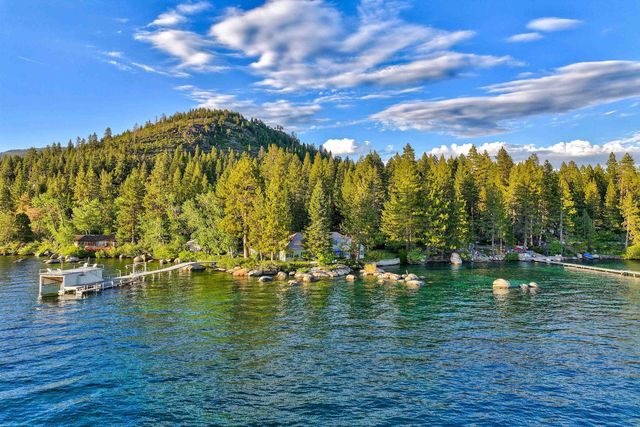 a view of a lake with houses