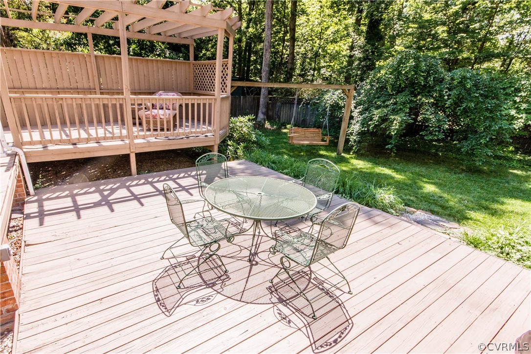4017 Hidden Valley Road Chester, VA 23831 - Photo 49 of 50 a view of balcony with wooden deck and outdoor seating