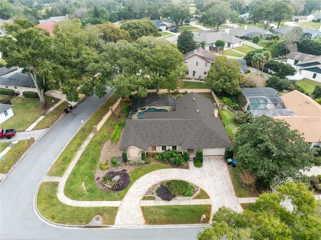 an aerial view of a house
