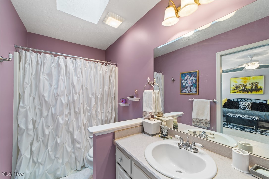 4461 Sexton Road Cleveland, OH 44105 - Photo 29 of 47 Full bath with a skylight, connected bathroom, vanity, and a shower