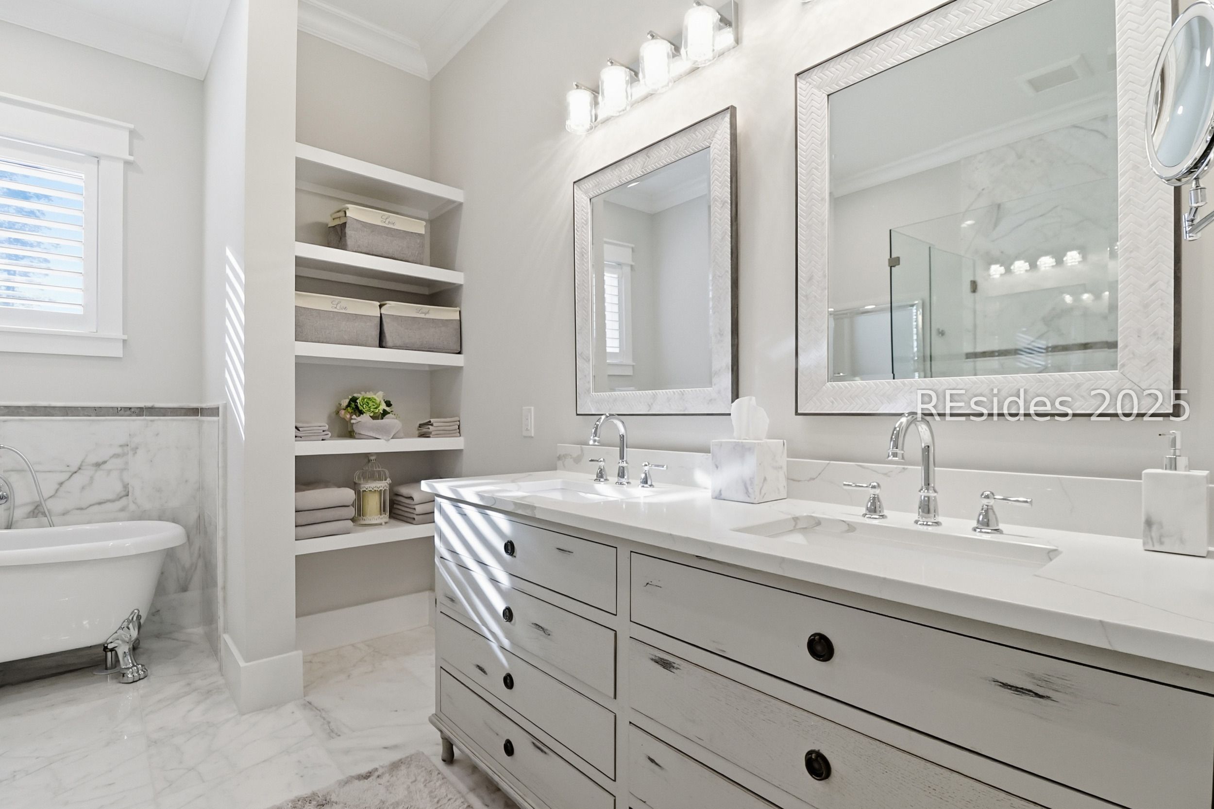 274 Farnsleigh Avenue Bluffton, SC 29910 - Photo 14 of 29 Primary Bathroom with wood shelving