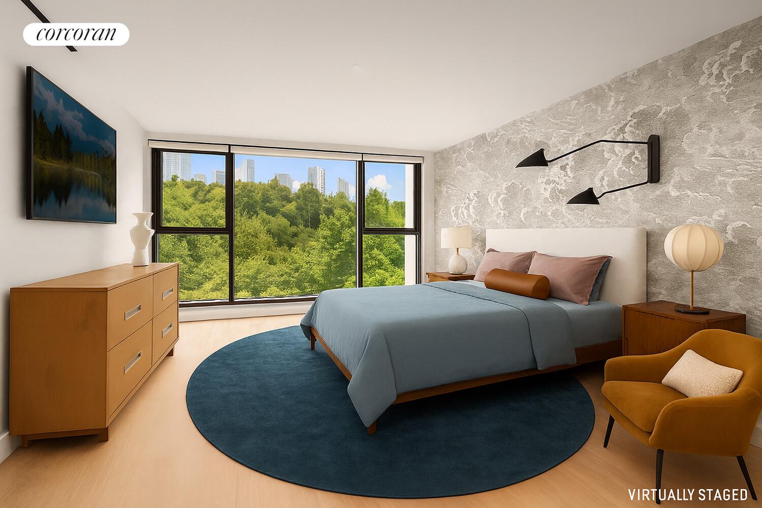 90 Furman Street, Unit N216 Brooklyn, NY 11201 - Photo 9 of 22 a room with a bed and a television