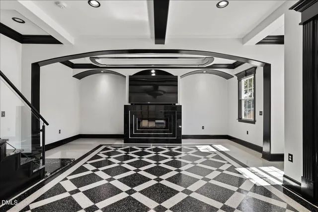 a view of a car park with an empty space