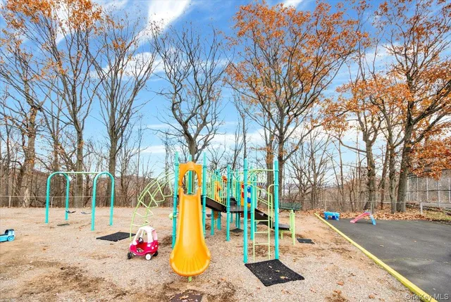 a view of a park with slides