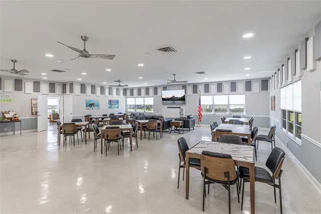 a view of a dining area with furniture