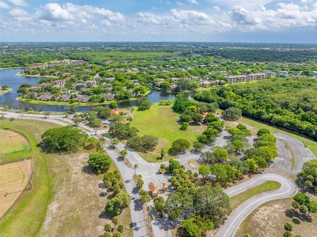 a view of a lake with a city