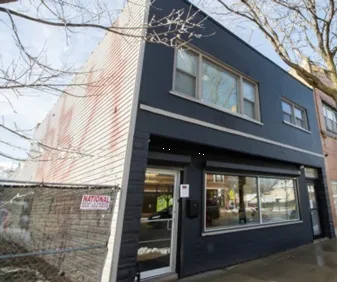 a view of a building from a city