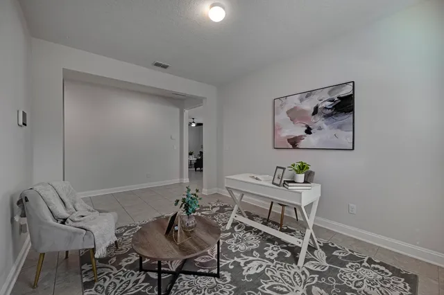 a workspace with furniture and couch