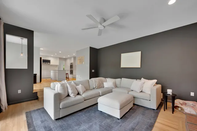 a living room with furniture and a couch