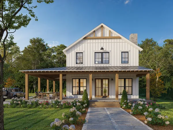 front view of a house with a yard