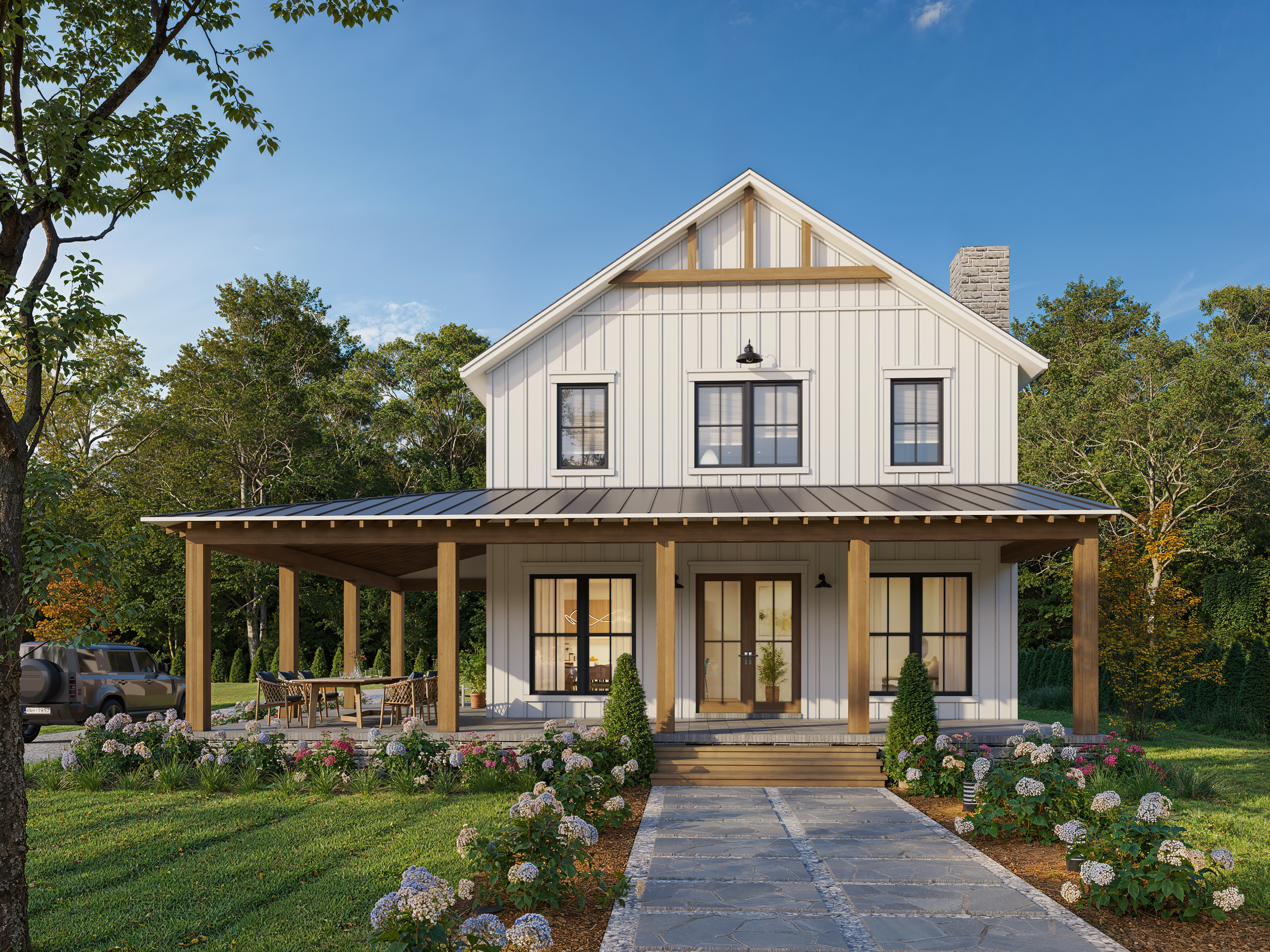 front view of a house with a yard