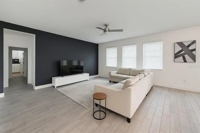 a living room with furniture