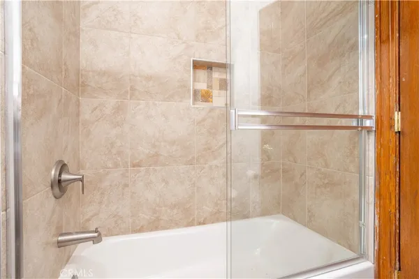 a bathroom with a bathtub