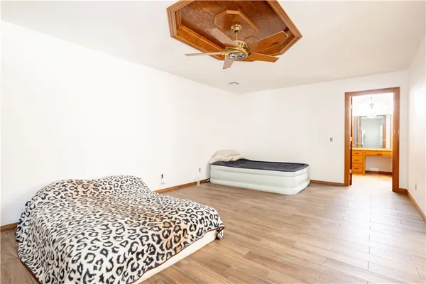 a living room with a rug