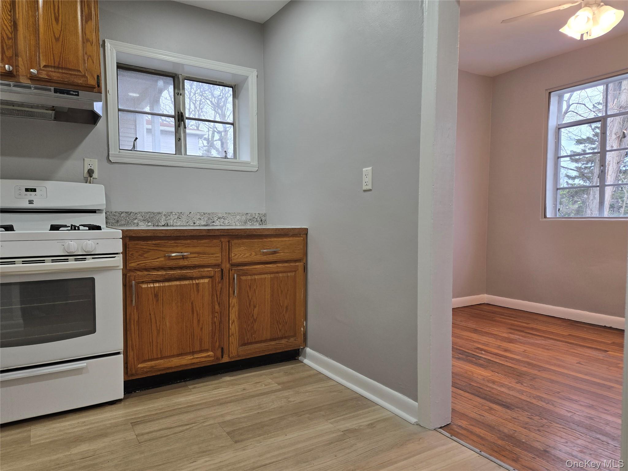 85 Front Street, Unit 2 Nyack, NY 10960 - Photo 6 of 13 a kitchen with granite countertop wooden floors and white appliances