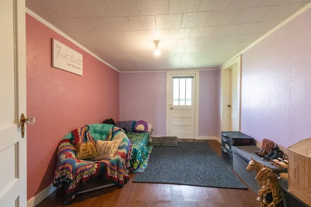 a workspace with wooden floor