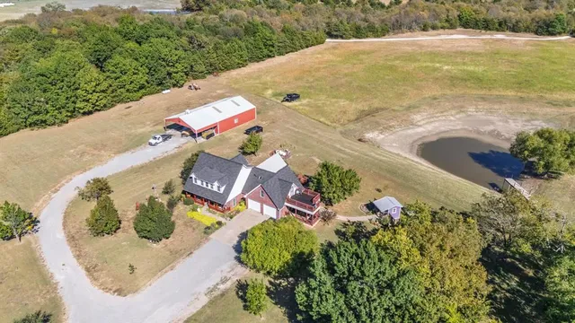 an aerial view of swimming pool