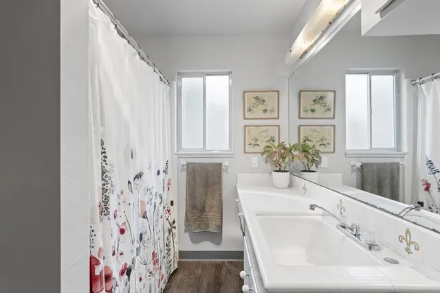 a view of a backyard with a garden