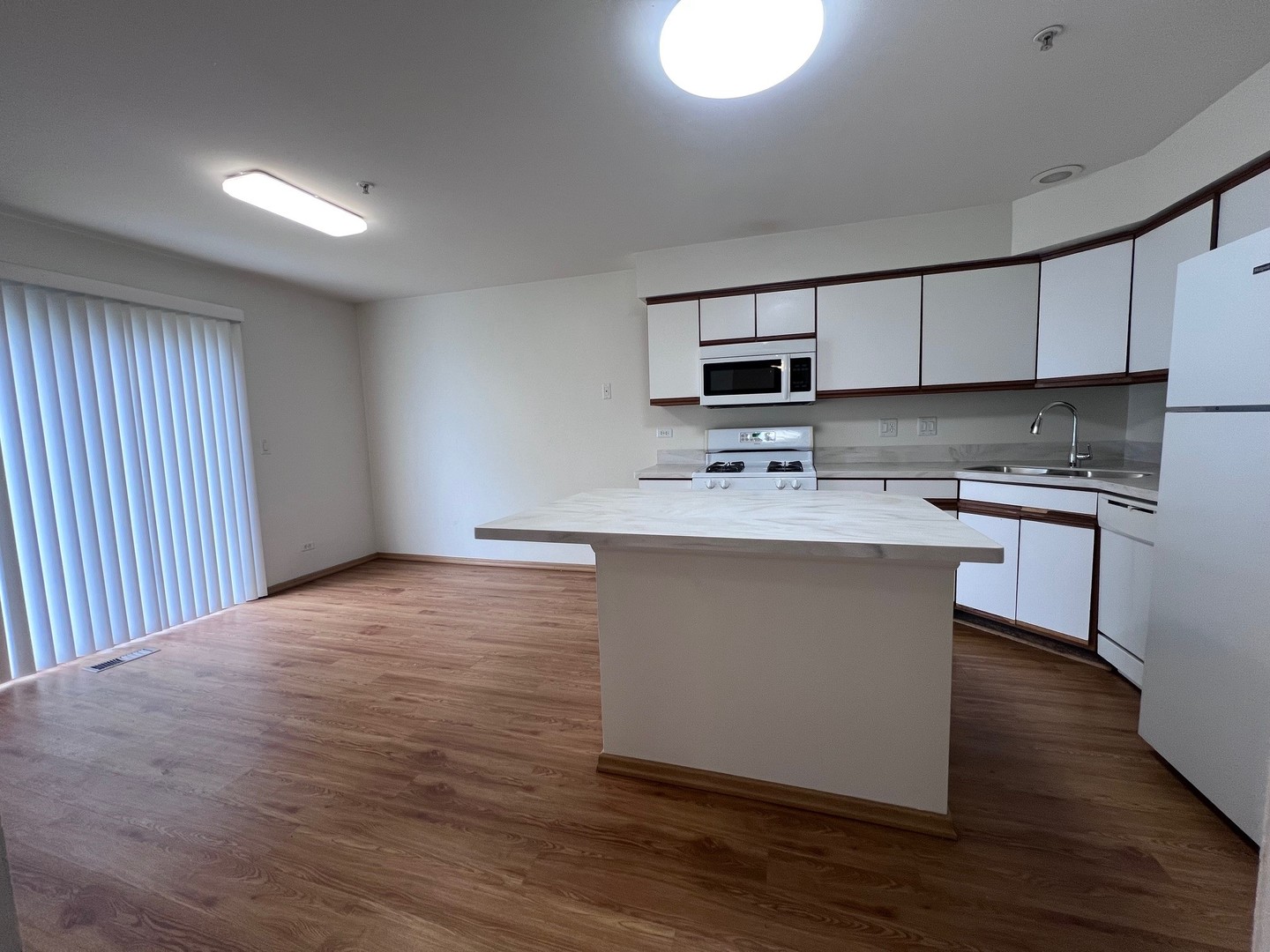 1350 Orleans Drive, Unit 1350 Mundelein, IL 60060 - Photo 11 of 26 a kitchen with stainless steel appliances granite countertop a stove a sink and a microwave