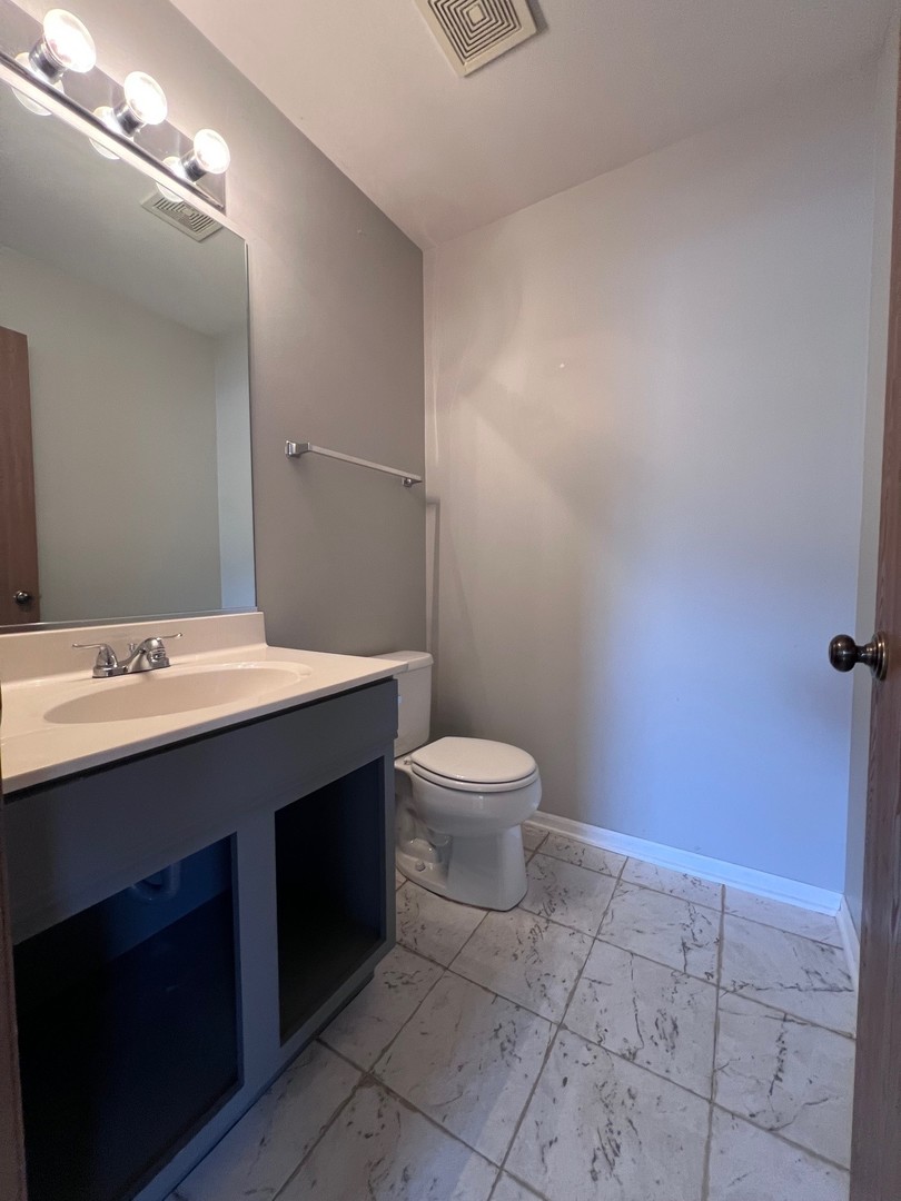 1350 Orleans Drive, Unit 1350 Mundelein, IL 60060 - Photo 9 of 26 a bathroom with a sink a toilet and mirror