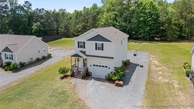 an aerial view of a house