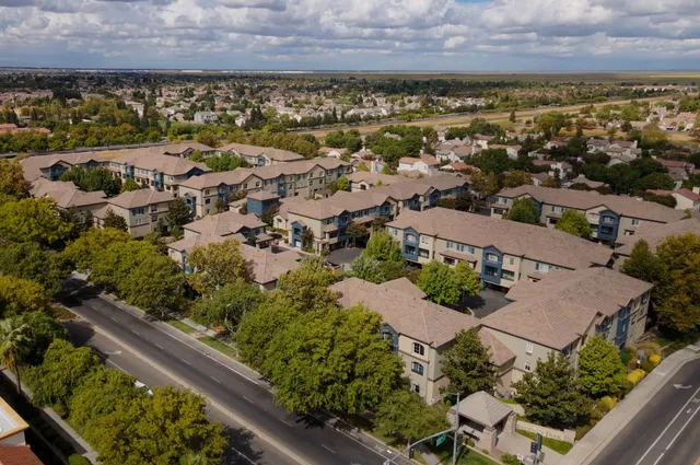 an aerial view of a city