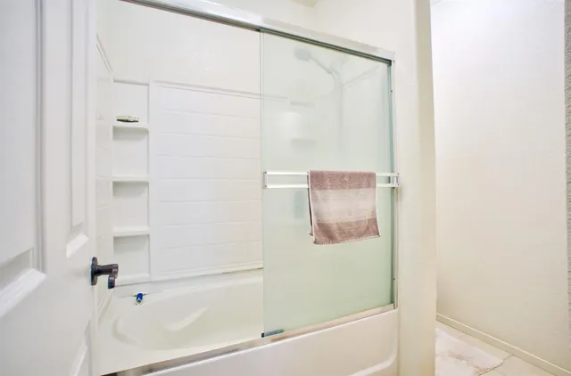 a bathroom with a bathtub