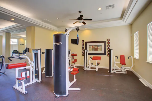 a view of a room with gym equipment