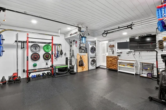 a view of a room with gym equipment
