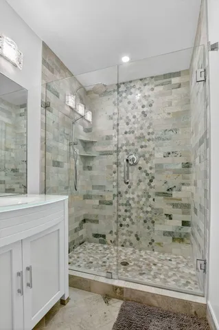 a bathroom with a shower