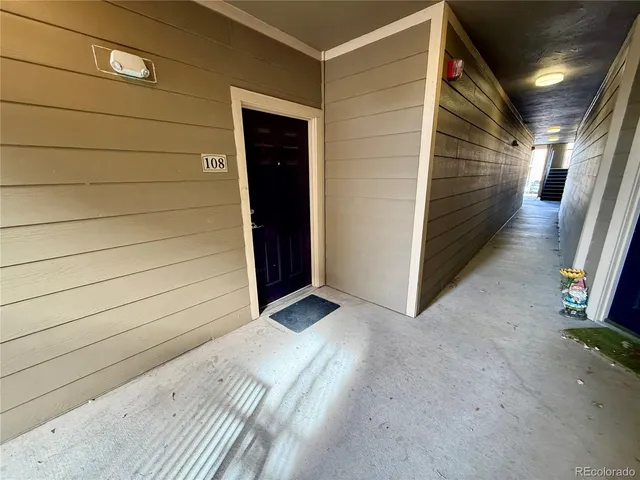 a view of wooden door