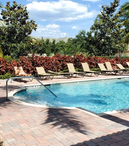 a view of a yard with an outdoor space
