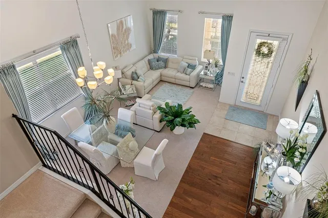 a view of a hallway view with three rooms