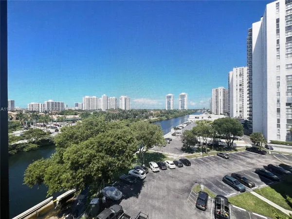 a view of a balcony with city view