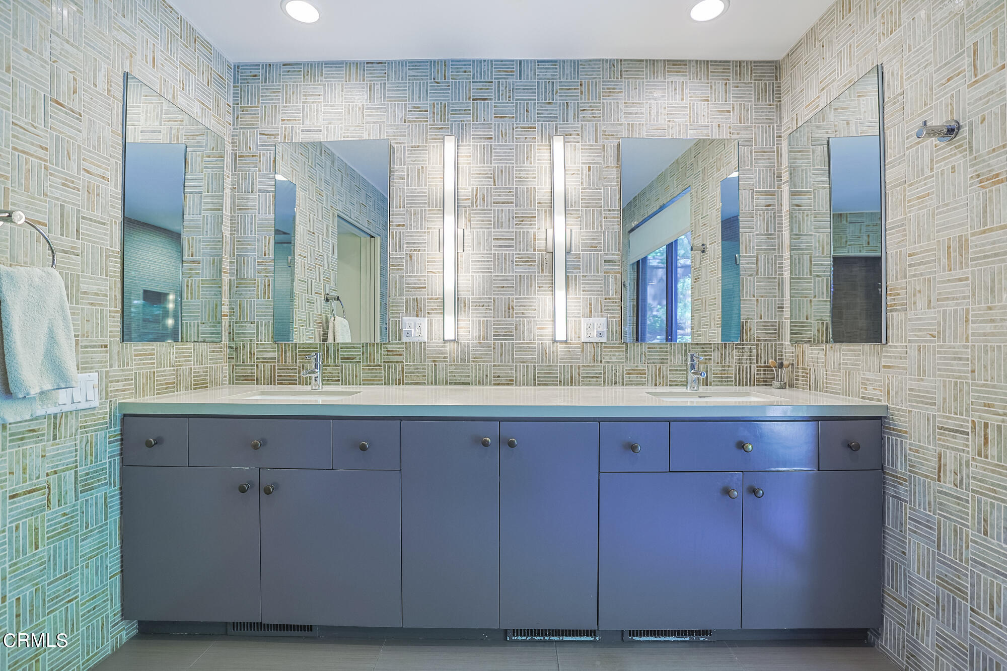 603 Arbor Street Pasadena, CA 91105 - Photo 13 of 26 a bathroom with a granite countertop sink mirror and double