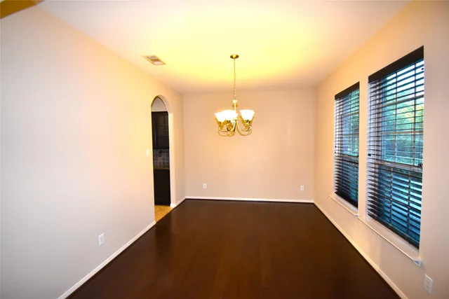 a view of a room with a window