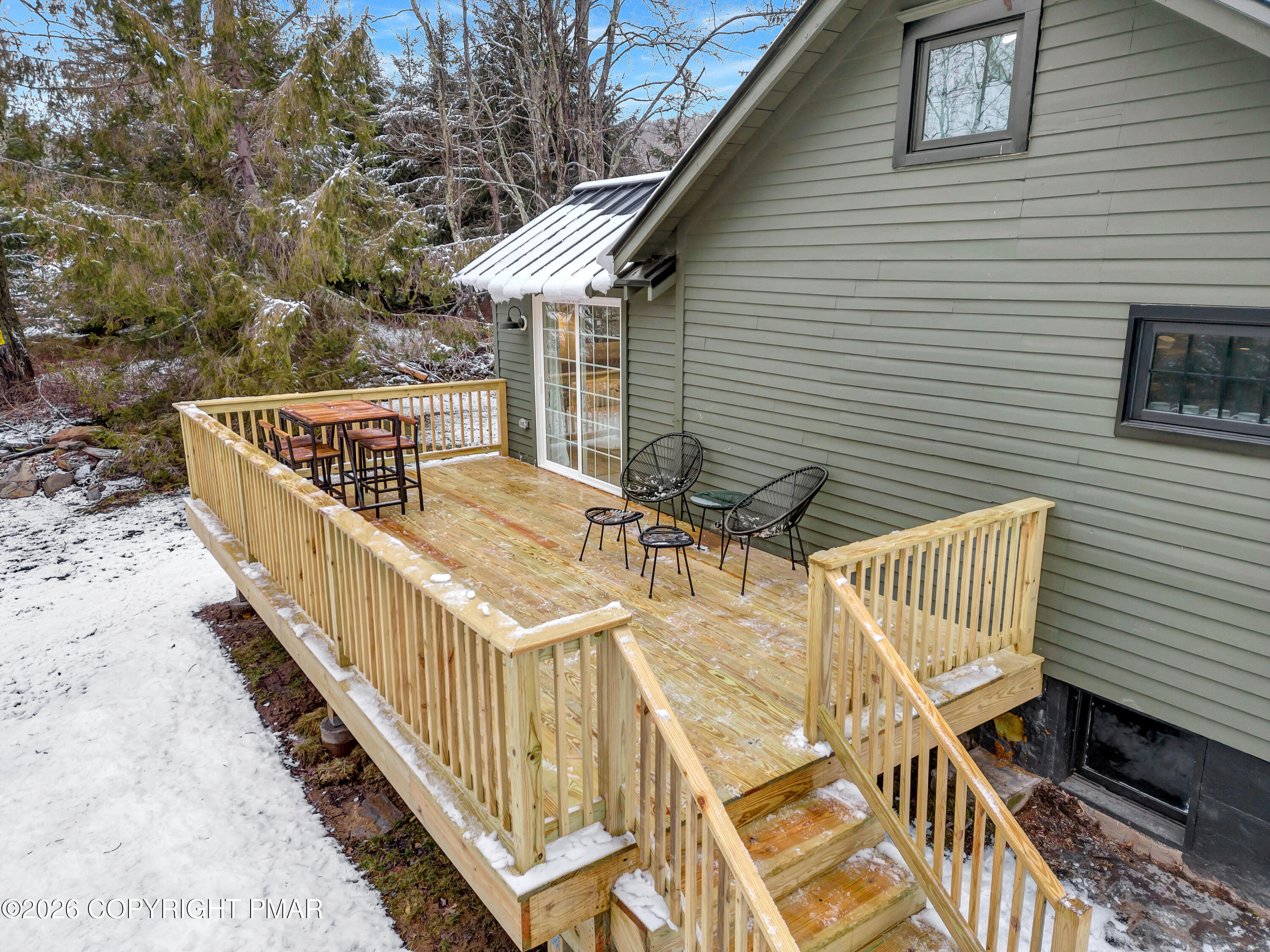 353 German Hill Road Shohola, PA 18458 - Photo 3 of 35 a view of balcony with wooden floor and fence