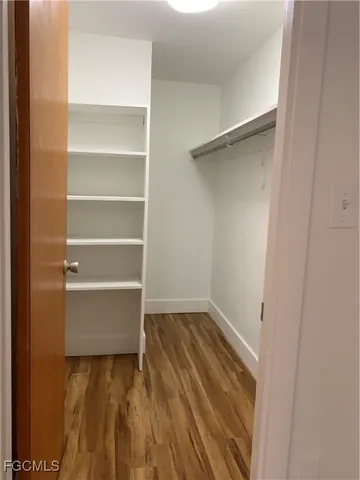 a view of an empty walk in closet