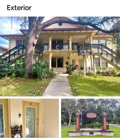 a view of a building with a yard