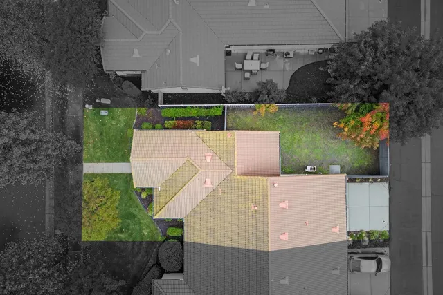 an aerial view of a house