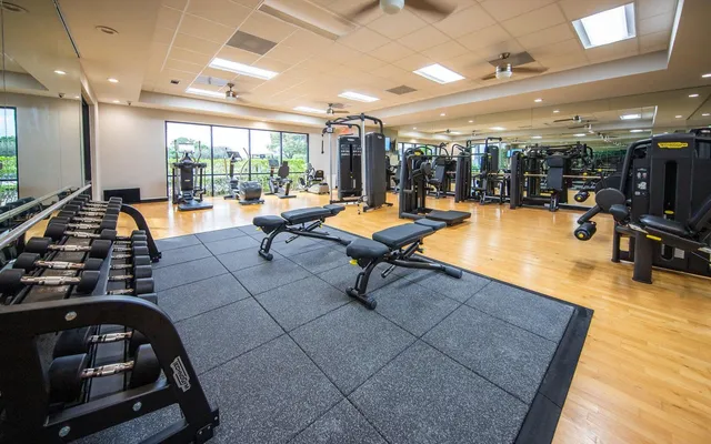a outdoor space with lots of tables and chairs