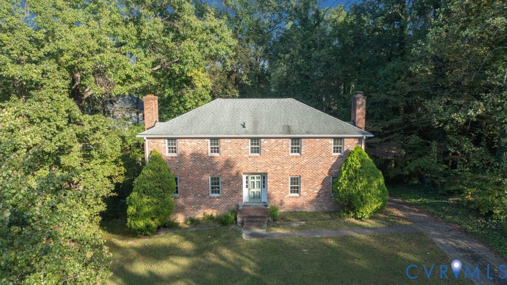 an aerial view of a house