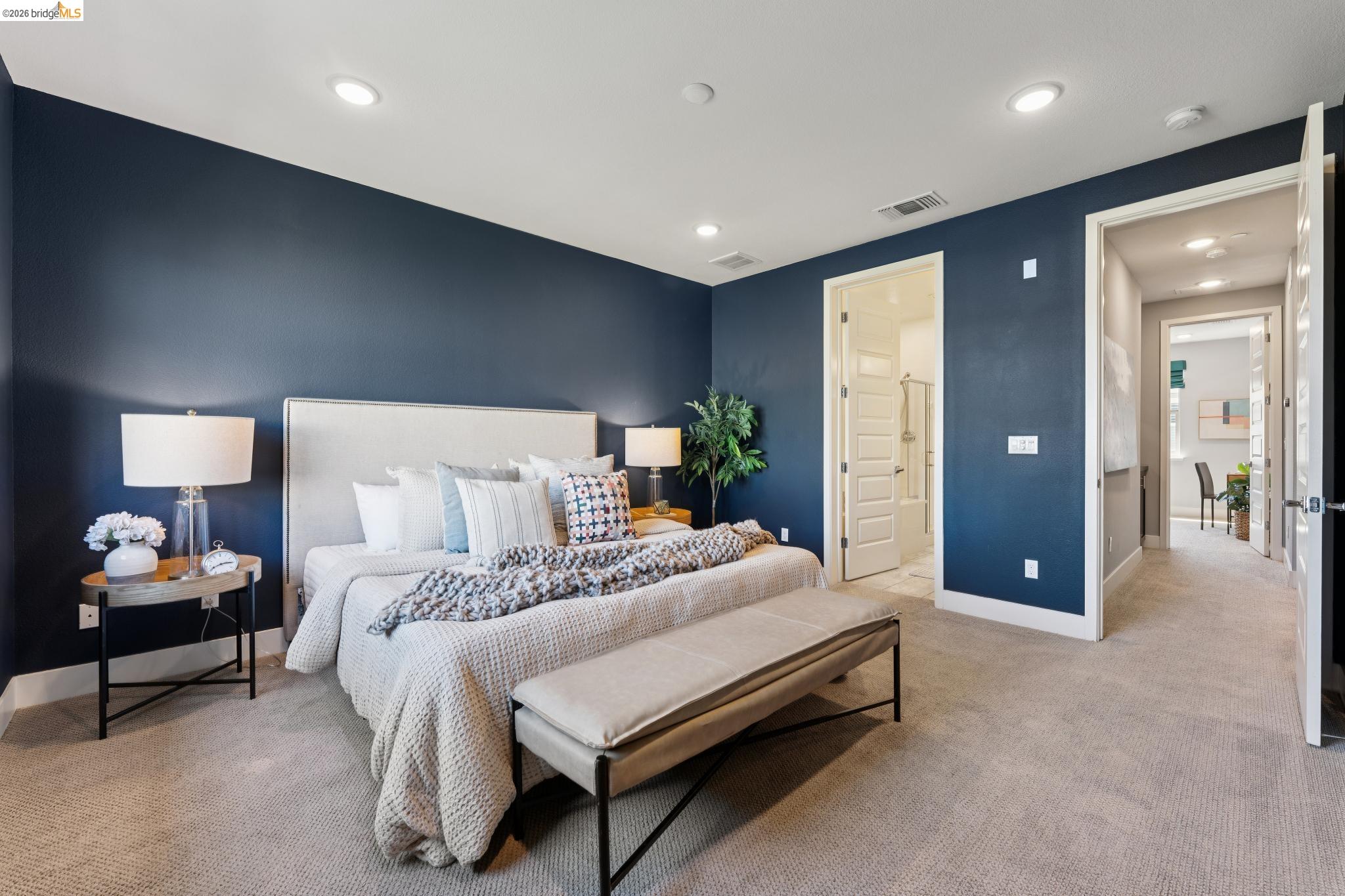 489 Diller Street Alameda, CA 94501 - Photo 30 of 60 Bedroom with light colored carpet and recessed lighting