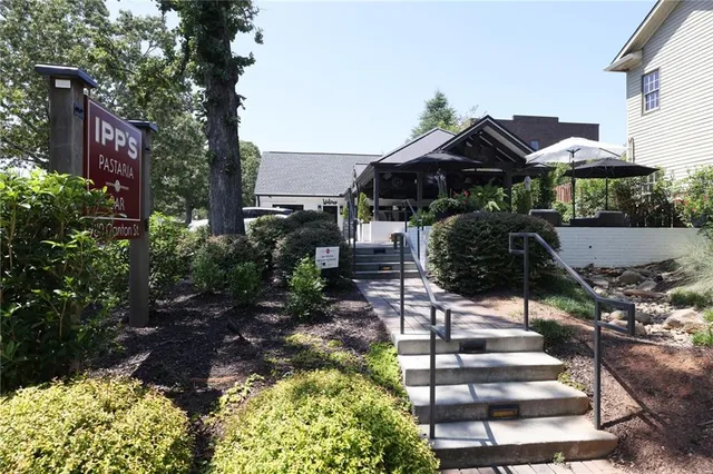 a garden view with sitting space