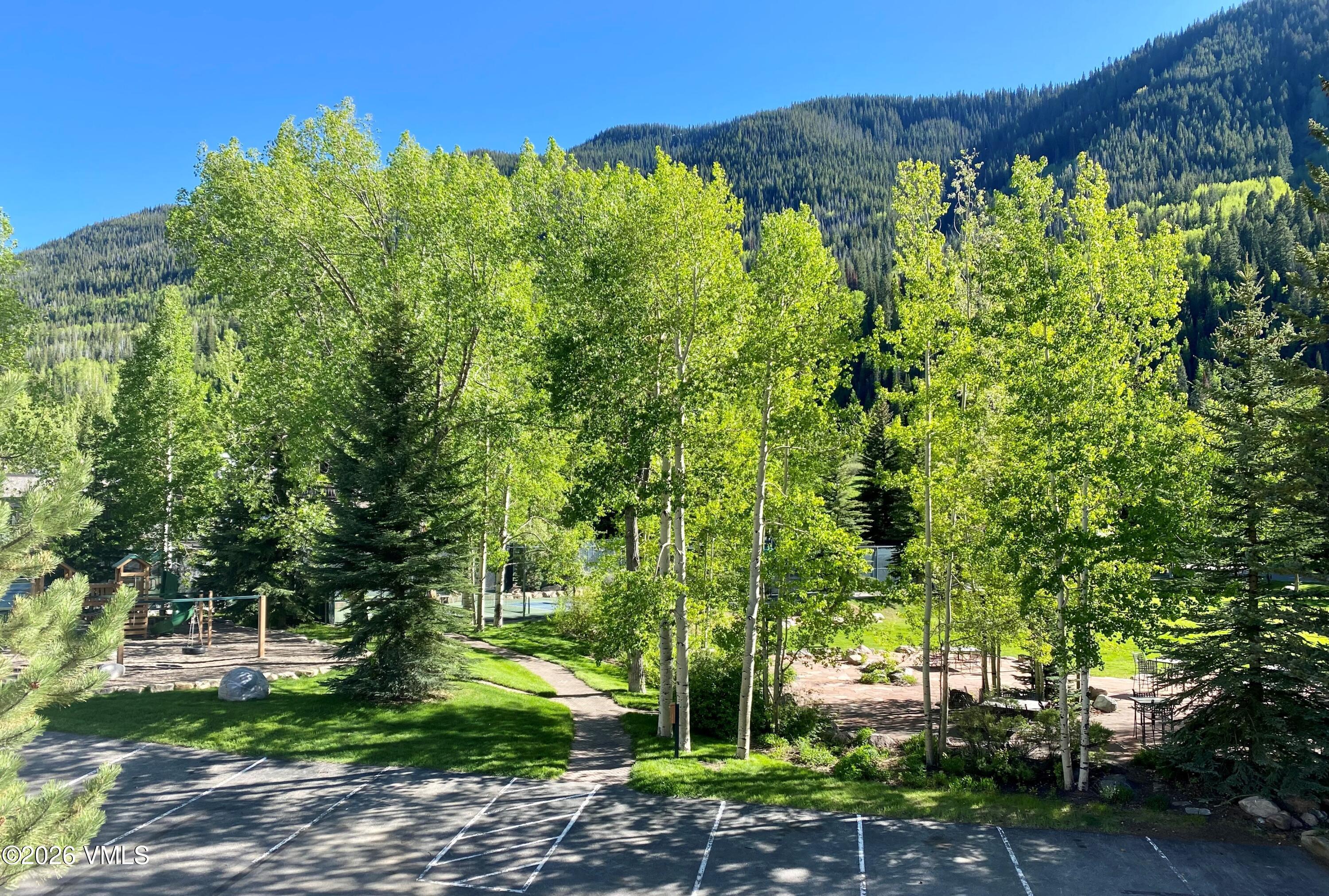 4600 Vail Racquet Club Drive, Unit 610 Vail, CO 81657 - Photo 21 of 26 a view of a yard with plants and large trees