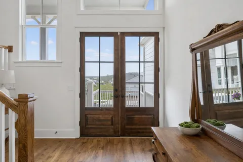 wooden floor and windows in a room
