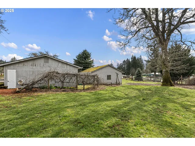 a view of a lake with a big yard
