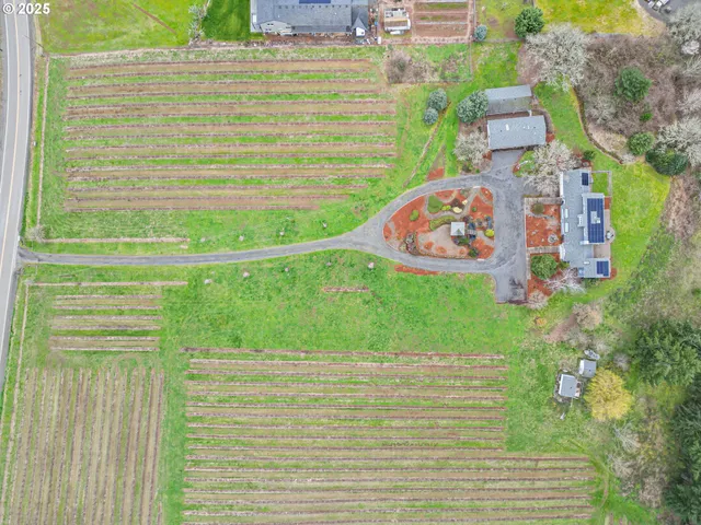 an aerial view of a house