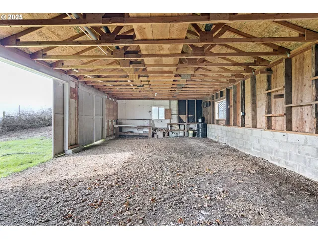 a bird view of a house with a yard